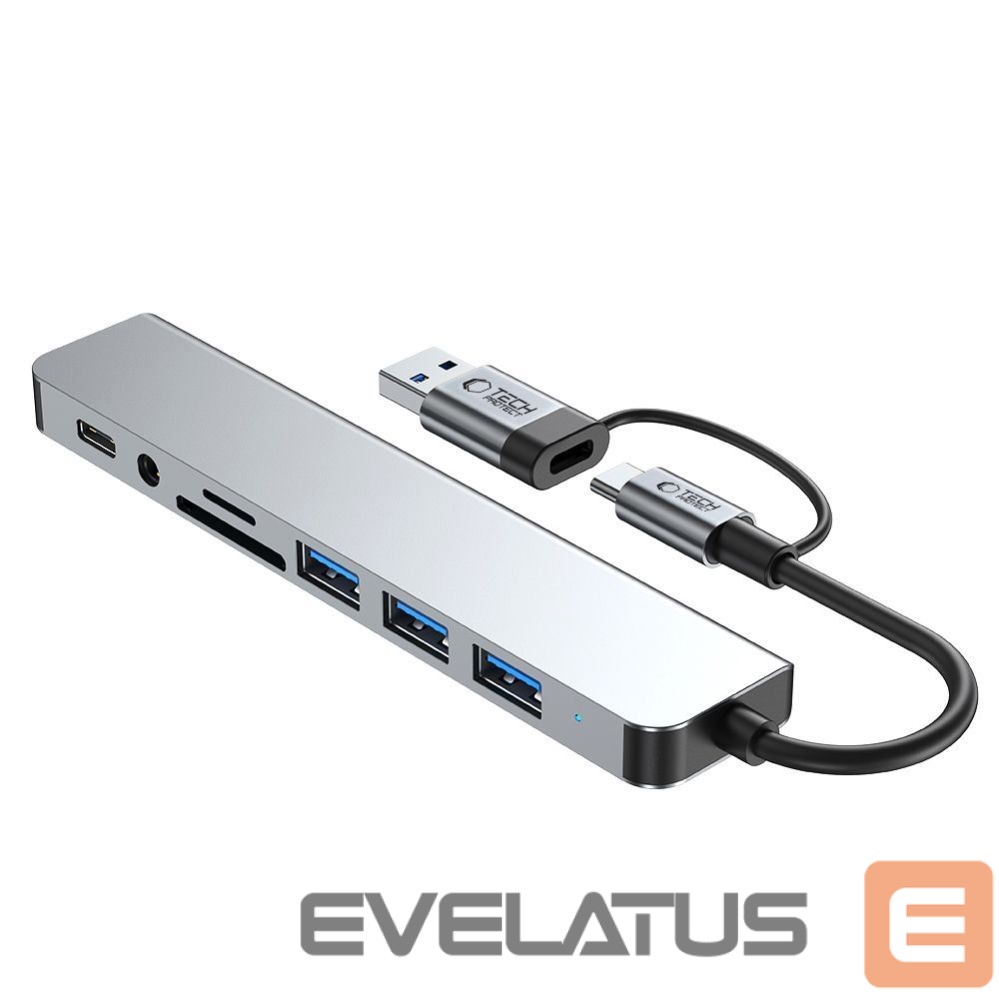 Other goods Tech-Protect Tech-Protect HB06 HUB Adapter 8in1 TYPE-C + USB2.0 + USB3.0 + SD/TF + AV3.5 - gray