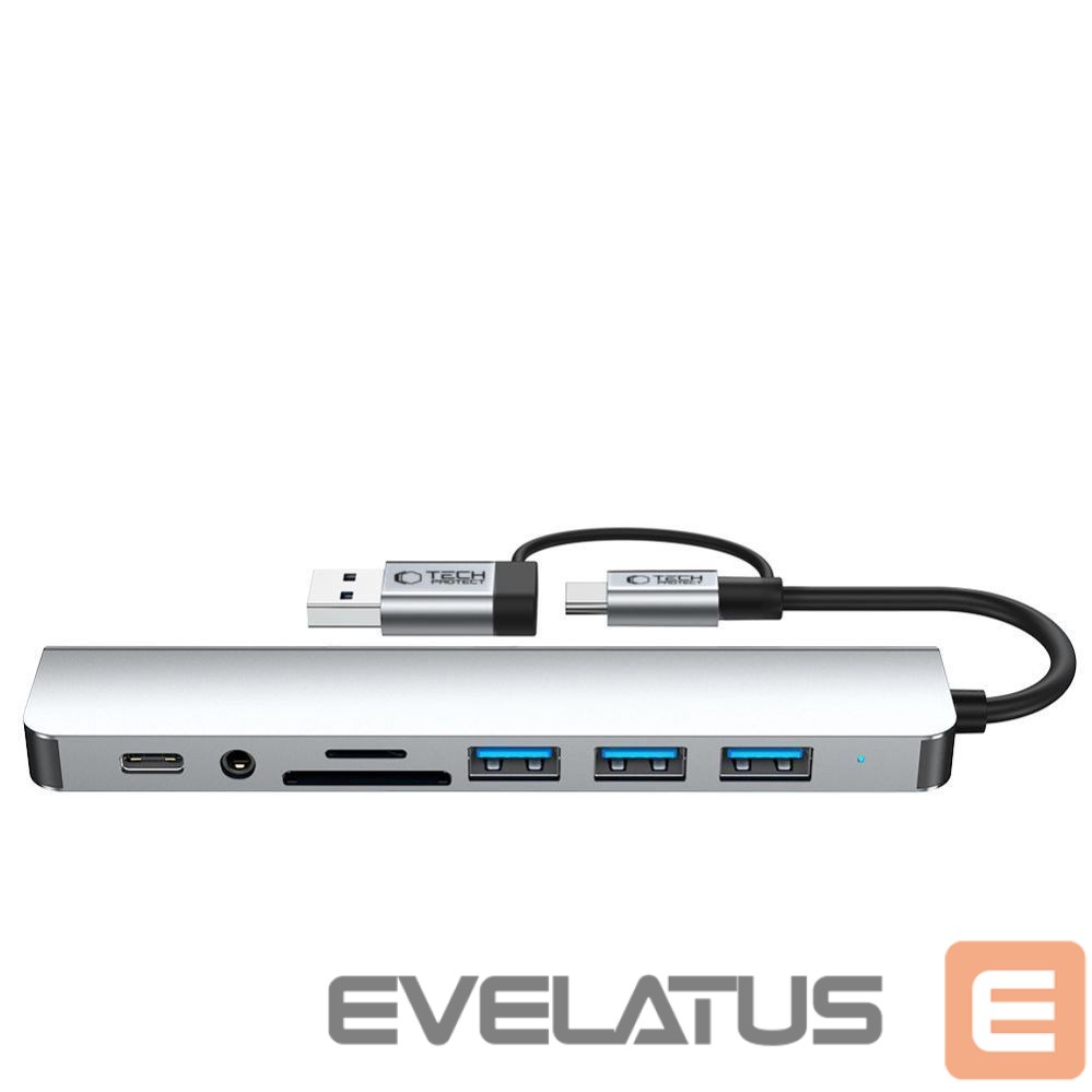 Other goods Tech-Protect Tech-Protect HB06 HUB Adapter 8in1 TYPE-C + USB2.0 + USB3.0 + SD/TF + AV3.5 - gray