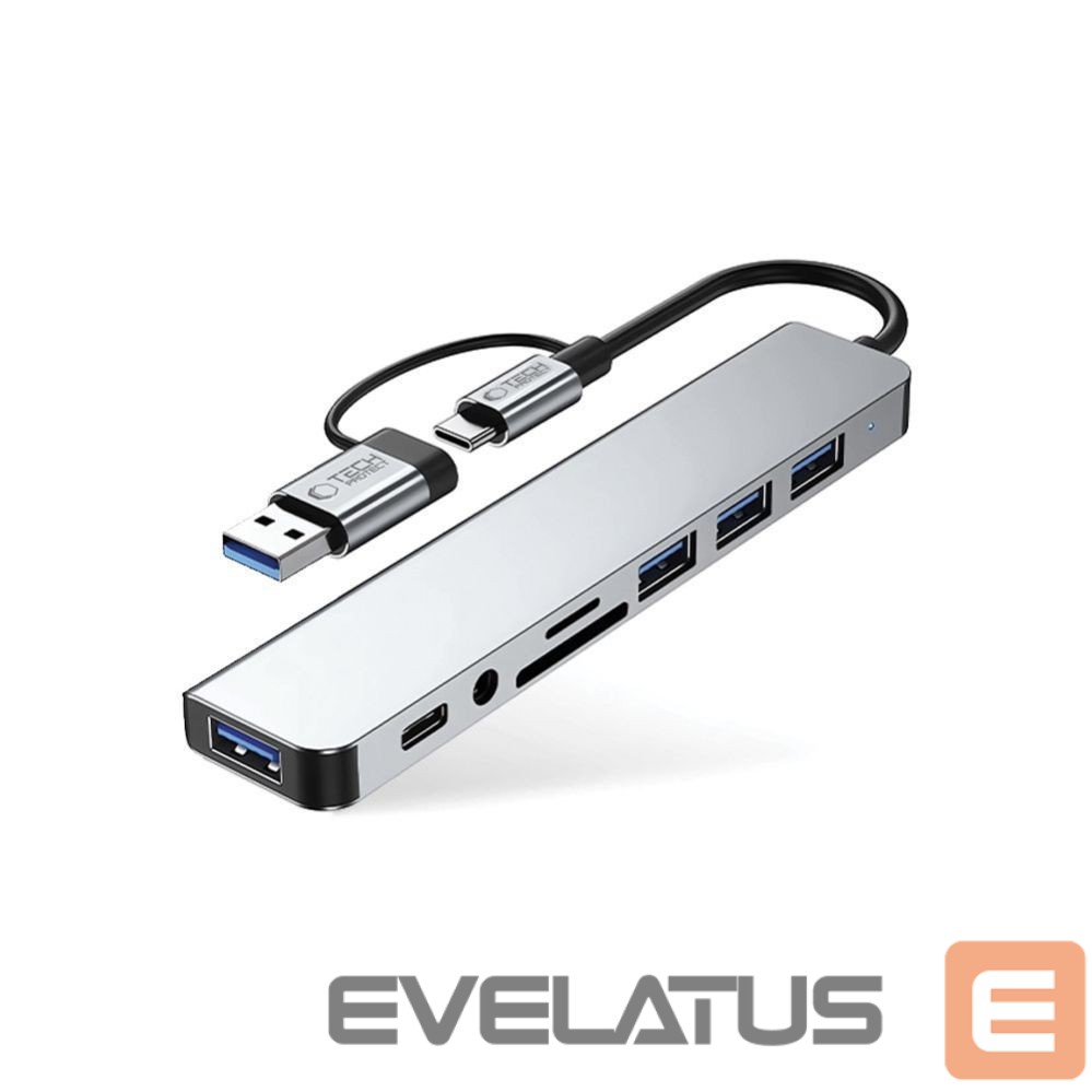 Other goods Tech-Protect Tech-Protect HB06 HUB Adapter 8in1 TYPE-C + USB2.0 + USB3.0 + SD/TF + AV3.5 - gray