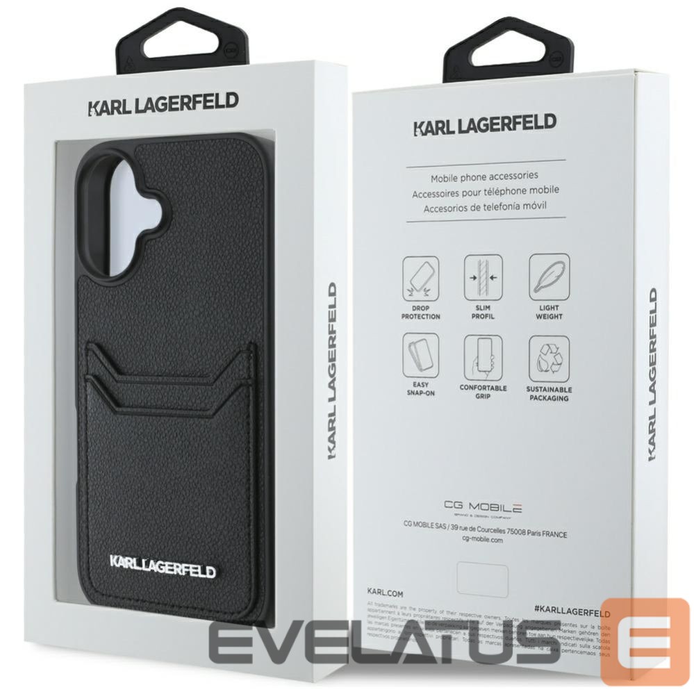 Other goods Karl Lagerfeld Karl Lagerfeld HC Grained PU Cardslot Metal Elong iPhone 16 Case - Black