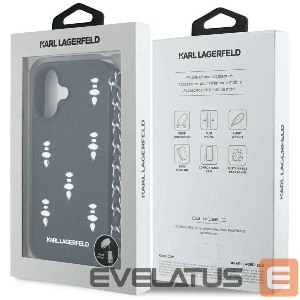 Other goods Karl Lagerfeld Karl Lagerfeld Saffiano Crystals w/Chain iPhone 16 Case - Black