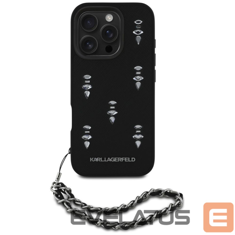 Other goods Karl Lagerfeld Karl Lagerfeld Saffiano Crystals w/Chain iPhone 16 Pro Case - Black