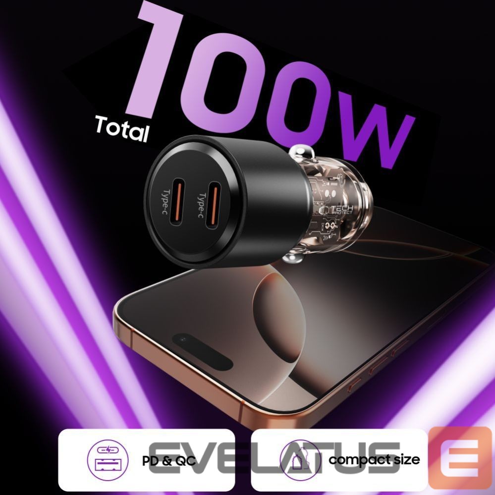 Other goods Tech-Protect CC03 2-port PD100W car charger - black