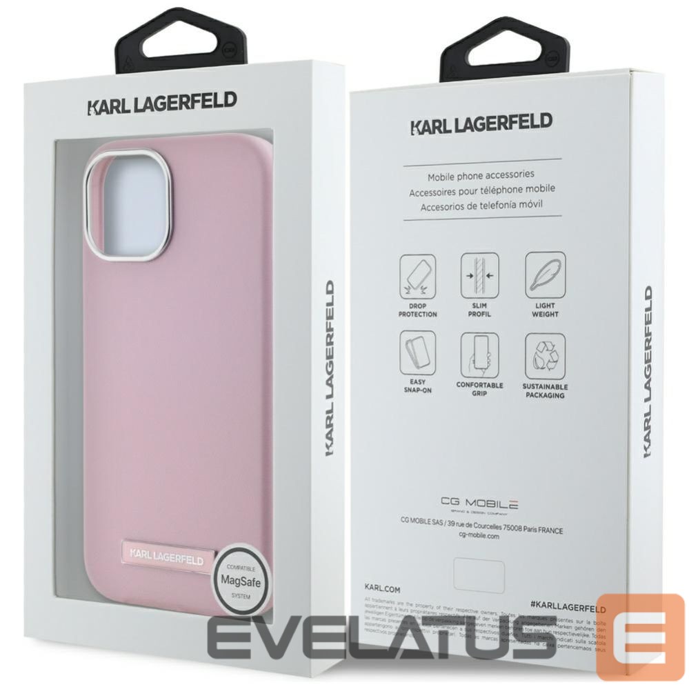 Other goods Karl Lagerfeld Karl Lagerfeld FW Metal Plate MagSafe iPhone 15 Case - Pink