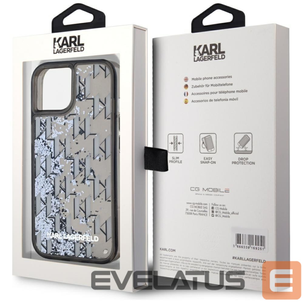 Other goods Karl Lagerfeld Karl Lagerfeld Liquide Glitter Monogram Gradient iPhone 15 Case - Black