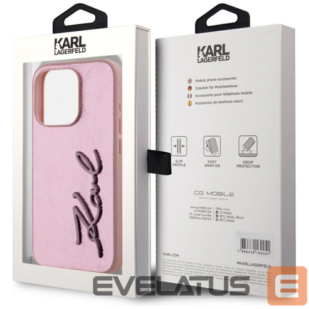 Other goods Karl Lagerfeld Karl Lagerfeld Wrinkled Metal Signature iPhone 15 Pro Case - Pink