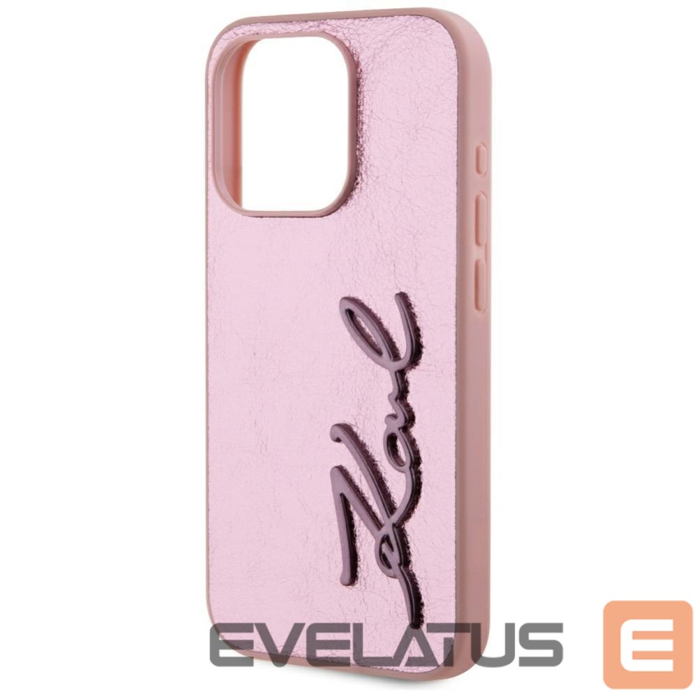 Other goods Karl Lagerfeld Karl Lagerfeld Wrinkled Metal Signature iPhone 15 Pro Case - Pink