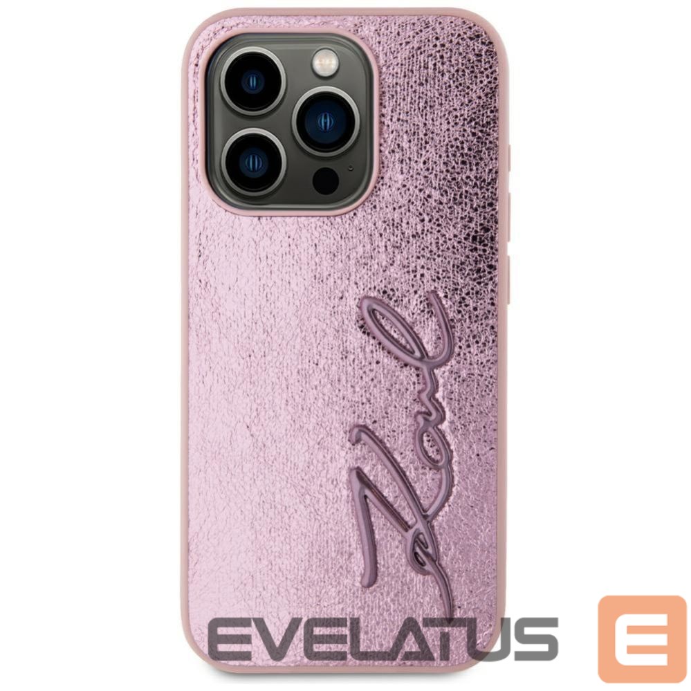 Other goods Karl Lagerfeld Karl Lagerfeld Wrinkled Metal Signature iPhone 15 Pro Case - Pink