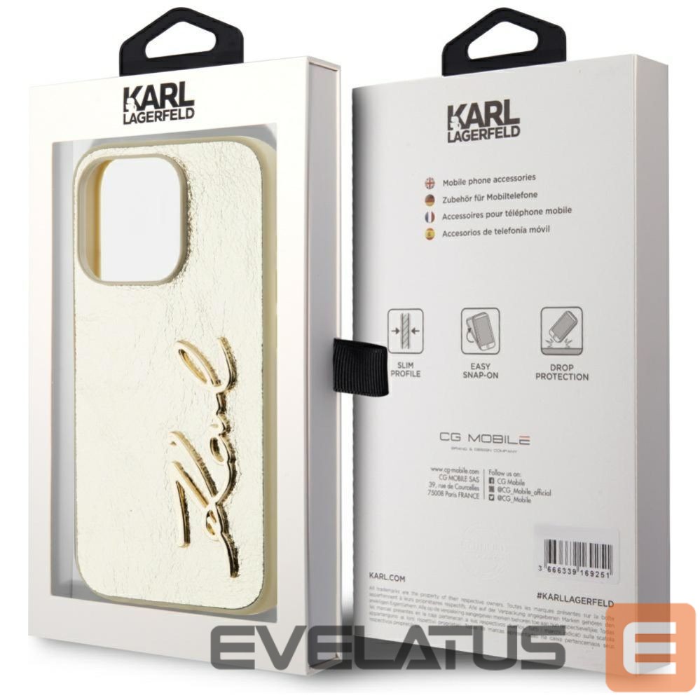 Other goods Karl Lagerfeld Karl Lagerfeld Wrinkled Metal Signature iPhone 15 Pro Case - Gold