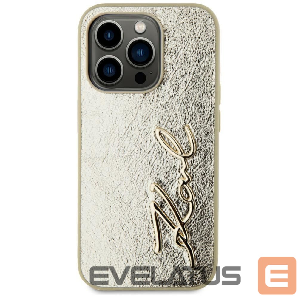 Other goods Karl Lagerfeld Karl Lagerfeld Wrinkled Metal Signature iPhone 15 Pro Case - Gold