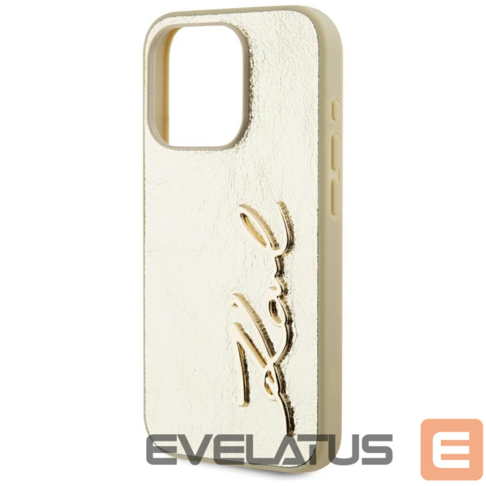 Other goods Karl Lagerfeld Karl Lagerfeld Wrinkled Metal Signature iPhone 15 Pro Case - Gold