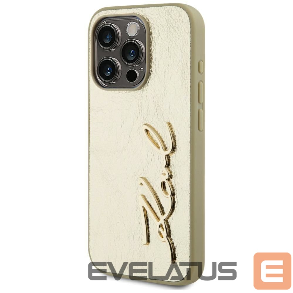 Other goods Karl Lagerfeld Karl Lagerfeld Wrinkled Metal Signature iPhone 15 Pro Case - Gold