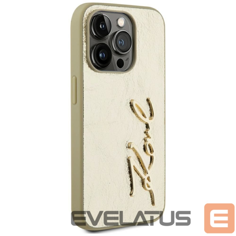 Other goods Karl Lagerfeld Karl Lagerfeld Wrinkled Metal Signature iPhone 15 Pro Case - Gold