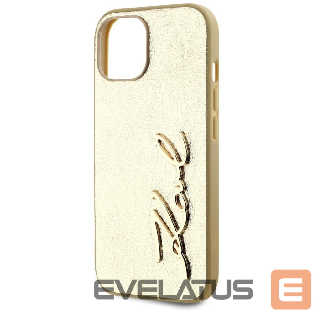 Other goods Karl Lagerfeld Karl Lagerfeld Wrinkled Metal Signature iPhone 15 Case - Gold