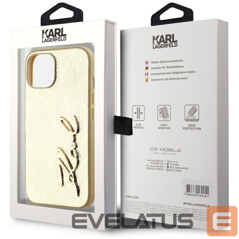 Other goods Karl Lagerfeld Karl Lagerfeld Wrinkled Metal Signature iPhone 15 Case - Gold