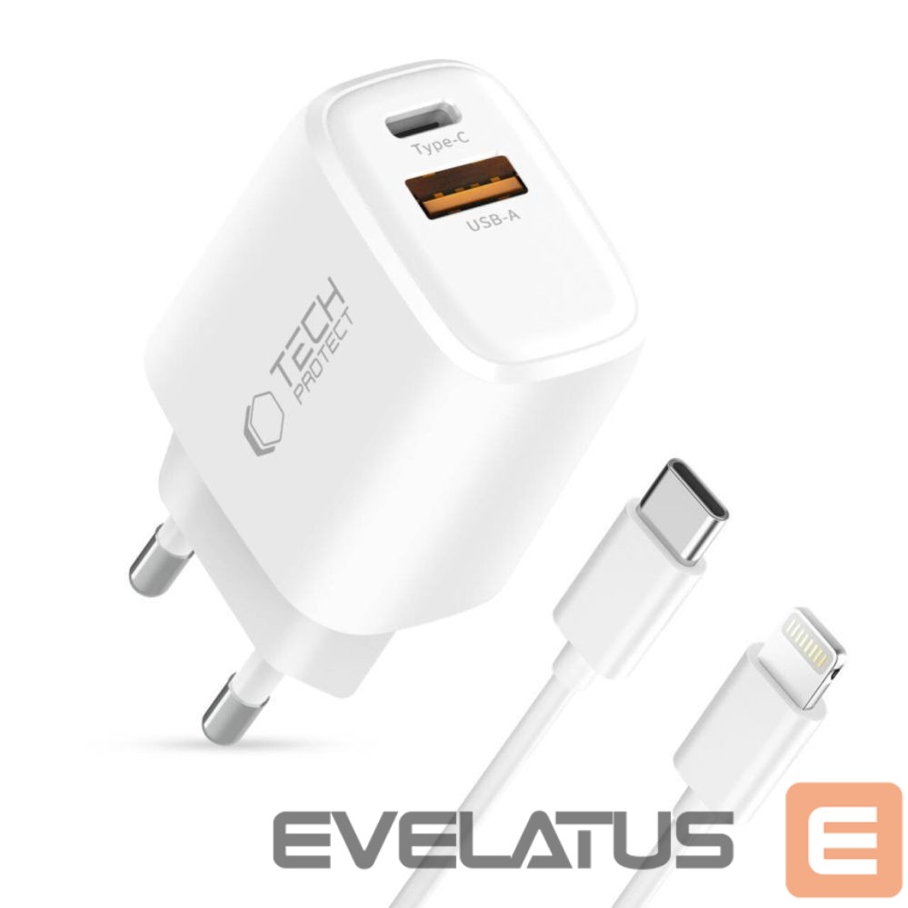 Other goods Tech-Protect Tech-Protect NCA30 PD 30W QC3.0 USB-A / USB-C Wall Charger + USB-C / Lightning Cable 100cm - White
