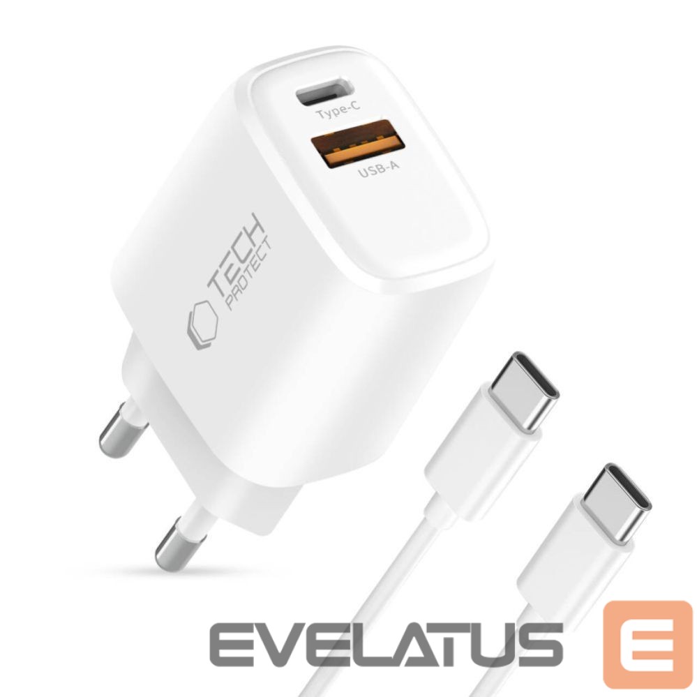 Other goods Tech-Protect Tech-Protect NCA30 PD 30W QC3.0 USB-A / USB-C Wall Charger + USB-C / USB-C Cable 100cm - White