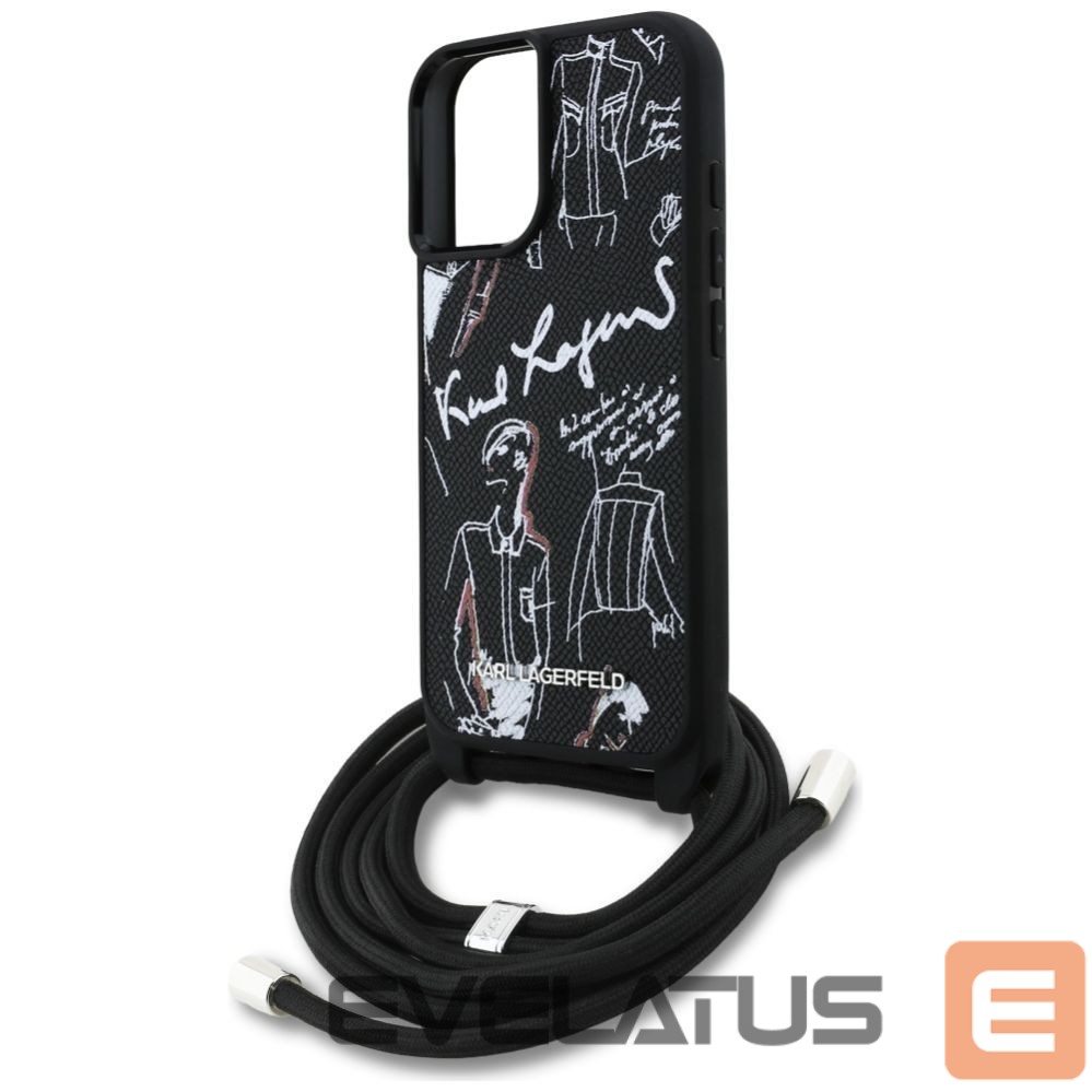 Other goods Karl Lagerfeld Karl Lagerfeld Crossbody Grained Pattern & Logo Case for iPhone 16 - Black