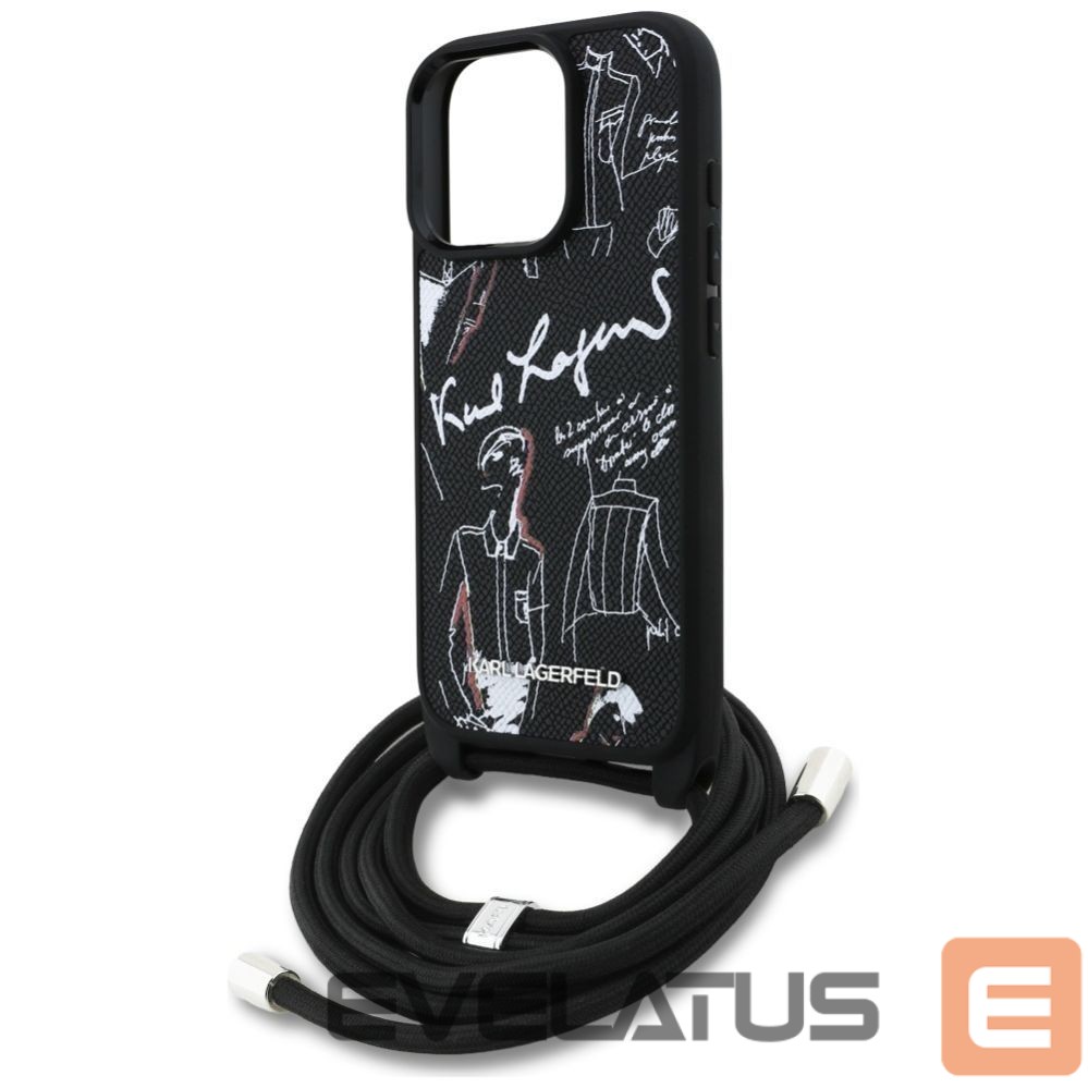 Other goods Karl Lagerfeld Karl Lagerfeld Crossbody Grained Pattern & Logo Case for iPhone 16 Pro Max - Black