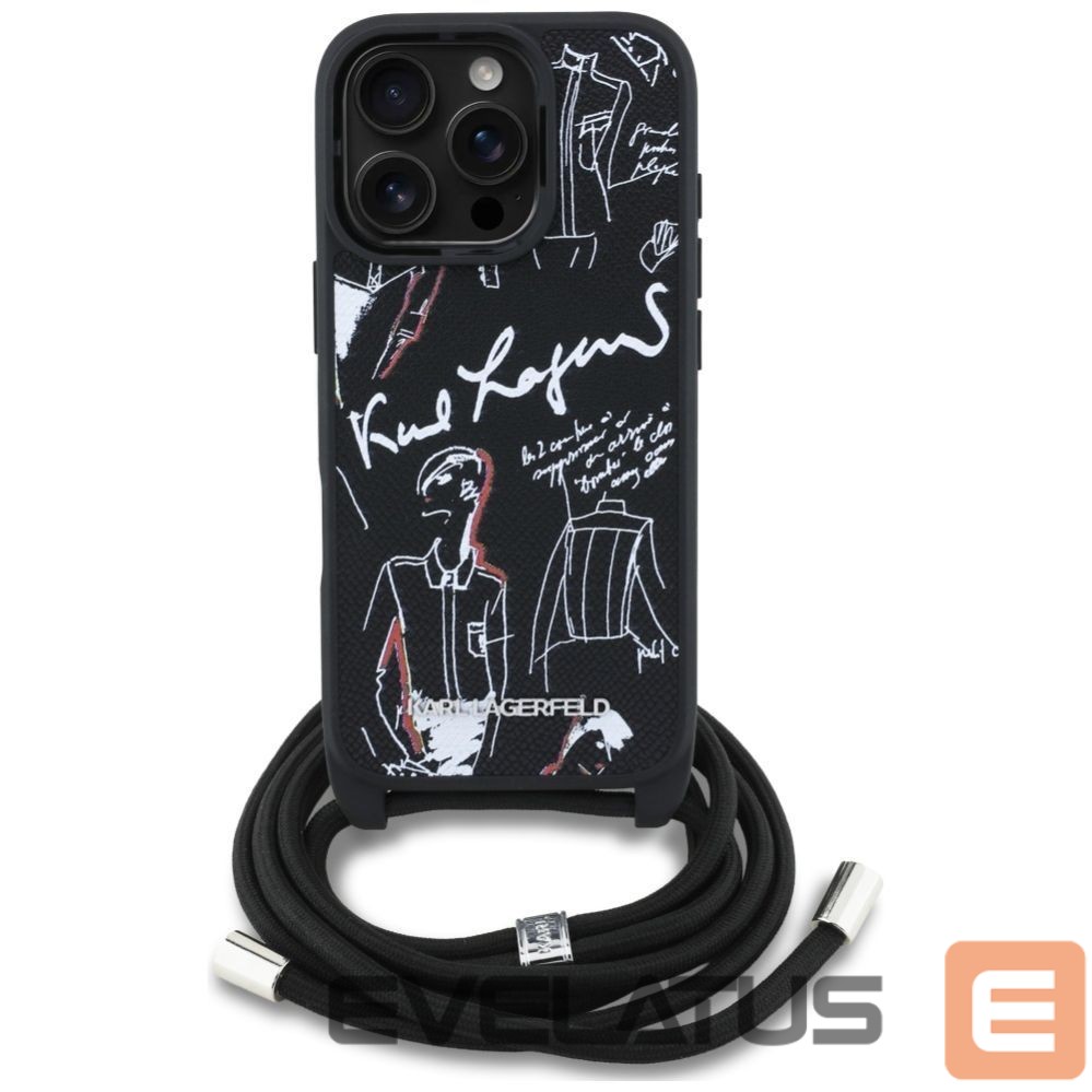 Other goods Karl Lagerfeld Karl Lagerfeld Crossbody Grained Pattern & Logo Case for iPhone 16 Pro Max - Black