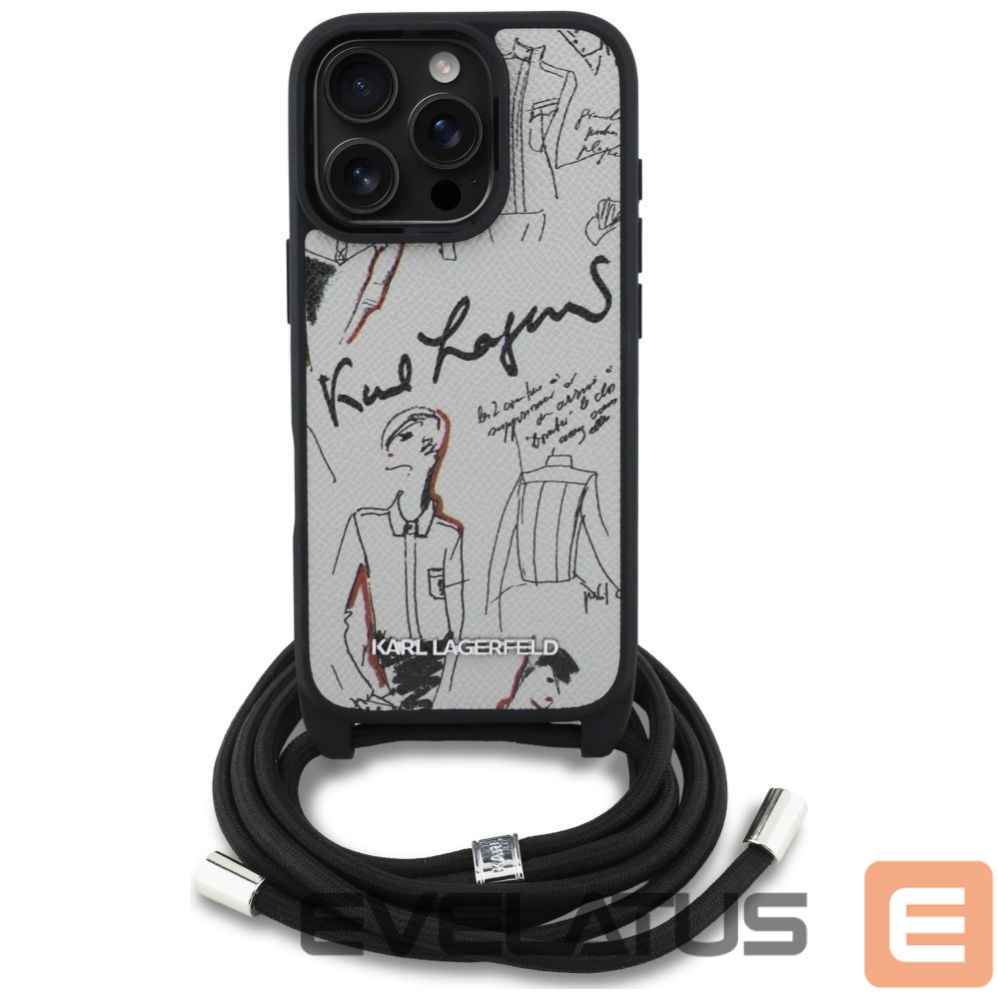 Other goods Karl Lagerfeld Karl Lagerfeld Crossbody Grained Pattern & Logo Case for iPhone 16 Pro Max - Gray