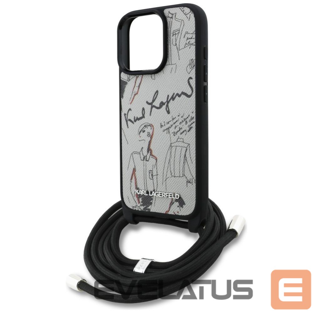 Other goods Karl Lagerfeld Karl Lagerfeld Crossbody Grained Pattern & Logo Case for iPhone 16 Pro Max - Gray