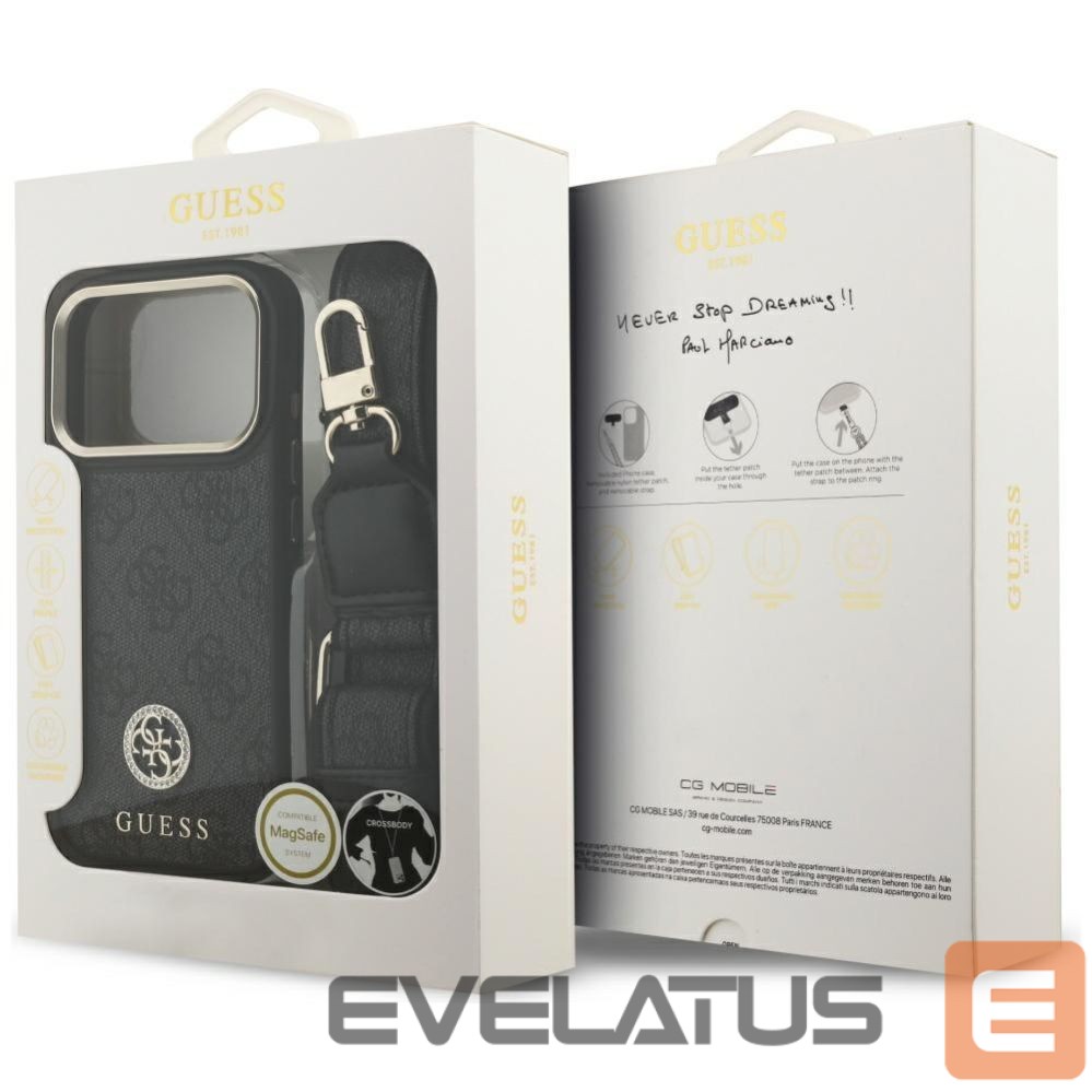 Other goods Guess Guess 4G Strass Logo & Big Strap Metal Buttons MagSafe Case for iPhone 17 Pro - Black
