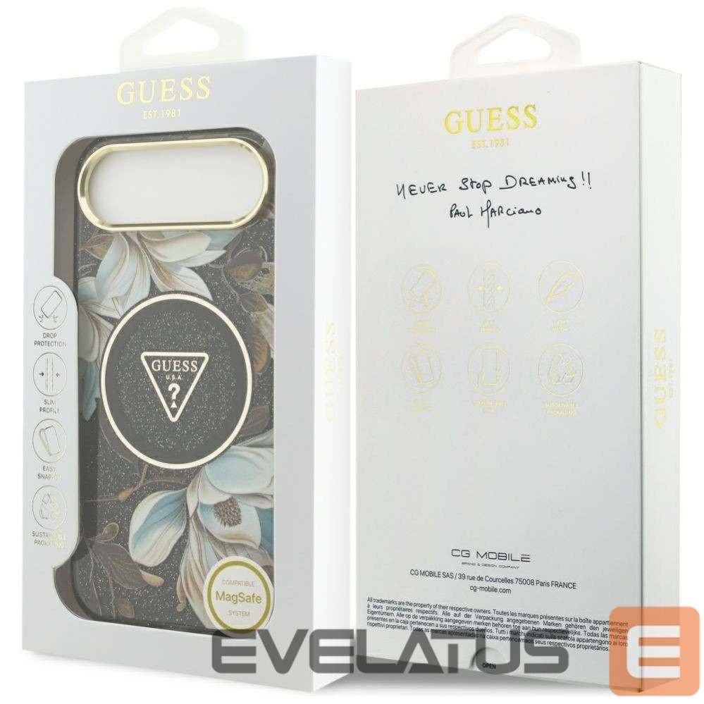 Other goods Guess Guess IML Glitter Flowers Triangle MagSafe case for iPhone Air - black