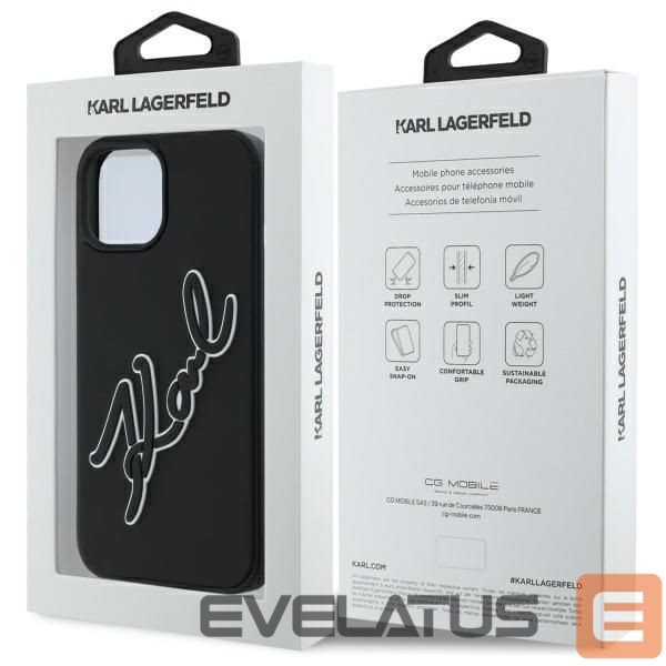 Other goods Karl Lagerfeld Karl Lagerfeld 3D Rubber Signature iPhone 15 Case - Black