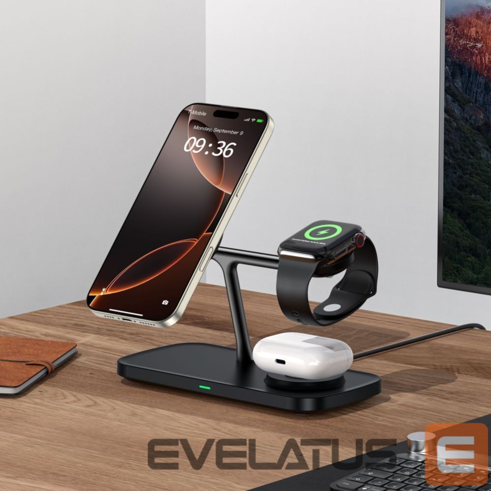 Other goods Tech-Protect Tech-Protect QI15W-A45 3in1 Wireless Charger with MagSafe for Apple Devices - Black