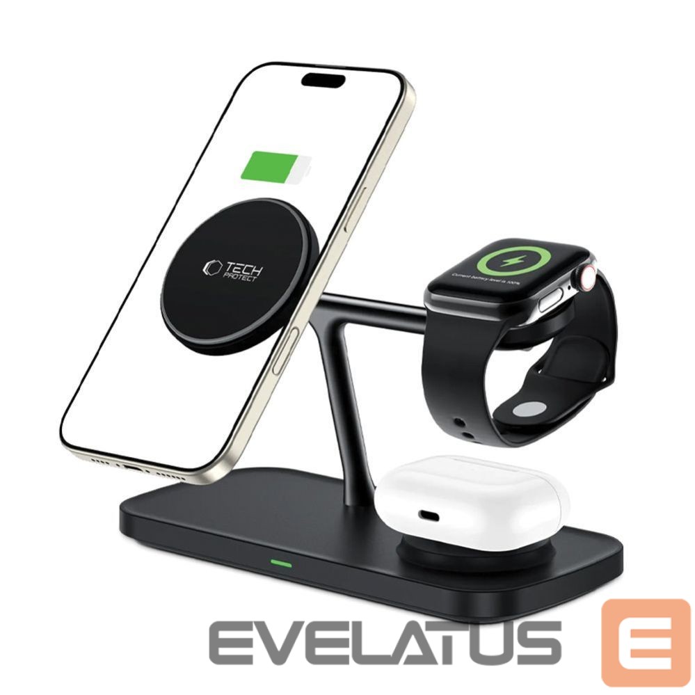Other goods Tech-Protect Tech-Protect QI15W-A45 3in1 Wireless Charger with MagSafe for Apple Devices - Black