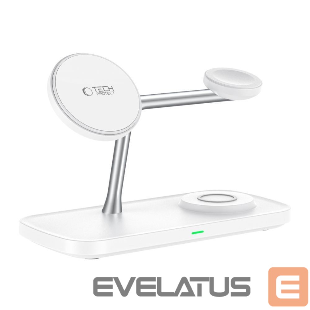 Other goods Tech-Protect Tech-Protect QI15W-A45 3in1 Wireless Charger with MagSafe for Apple Devices - White