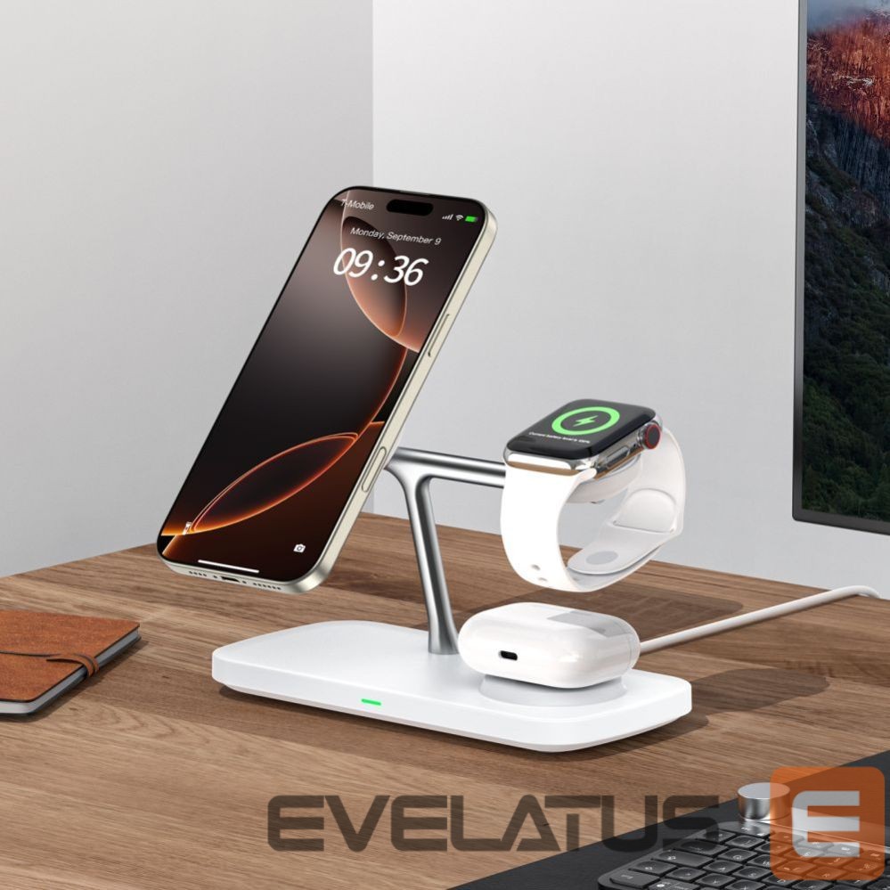 Other goods Tech-Protect Tech-Protect QI15W-A45 3in1 Wireless Charger with MagSafe for Apple Devices - White
