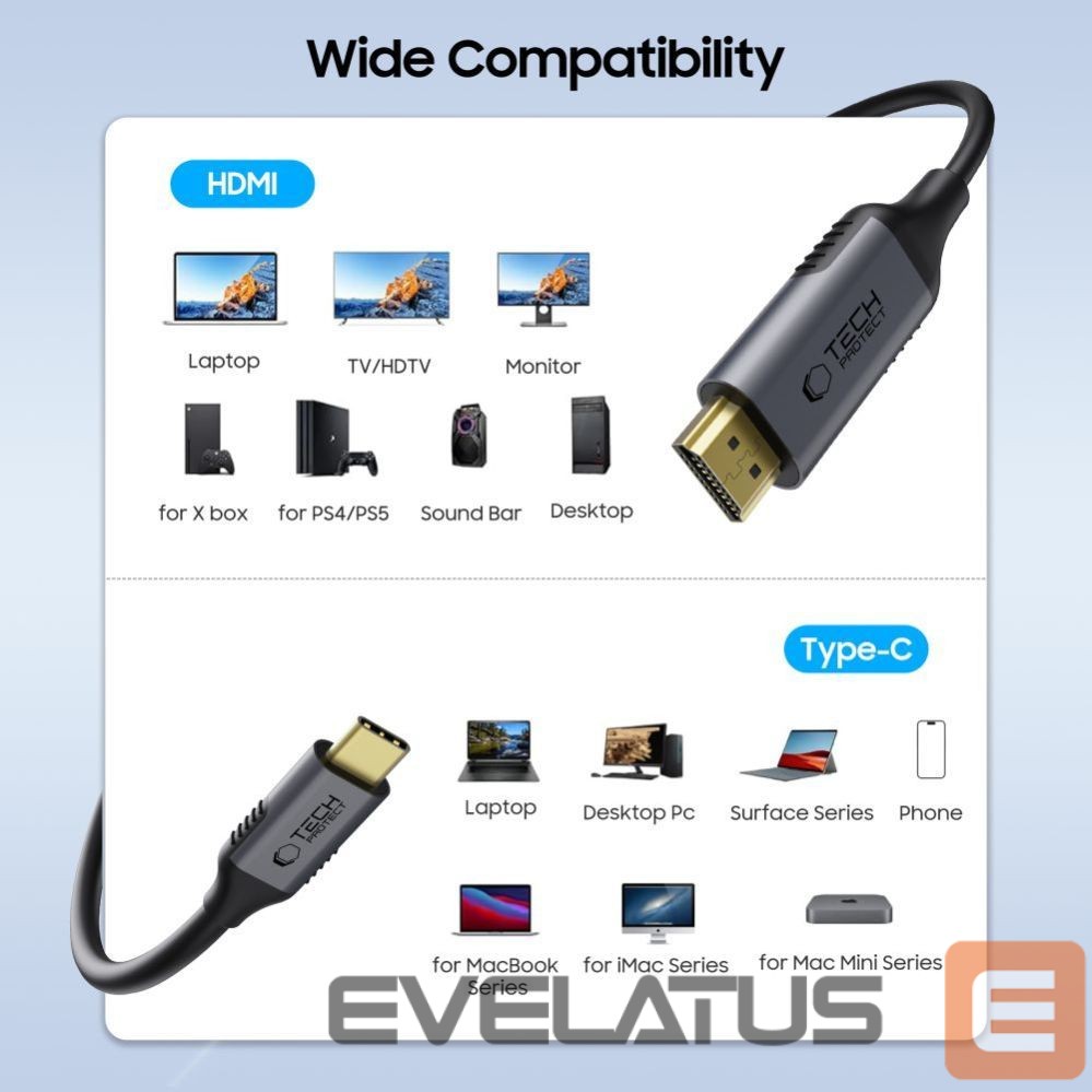 Other goods Tech-Protect Tech-Protect UltraBoost USB-C / HDMI cable 60Hz 180cm - black