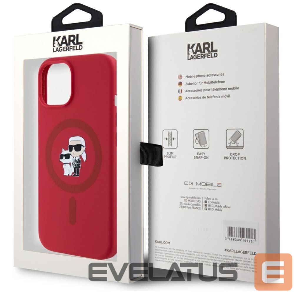 Other goods Karl Lagerfeld Karl Lagerfeld Silicone Karl&Choupette Heads Ring MagSafe iPhone 15 Case - Red