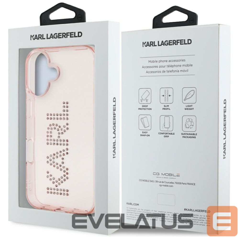 Other goods Karl Lagerfeld Karl Lagerfeld IML Rhinestones Logo iPhone 16 Case - Pink