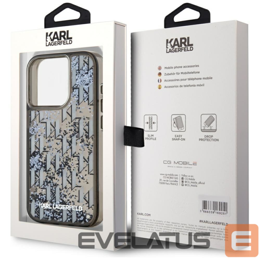 Other goods Karl Lagerfeld Karl Lagerfeld Liquide Glitter Monogram Gradient iPhone 15 Pro Case - Black