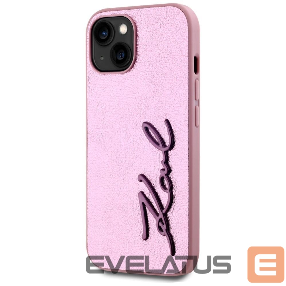 Other goods Karl Lagerfeld Karl Lagerfeld Wrinkled Metal Signature iPhone 15 Case - Pink