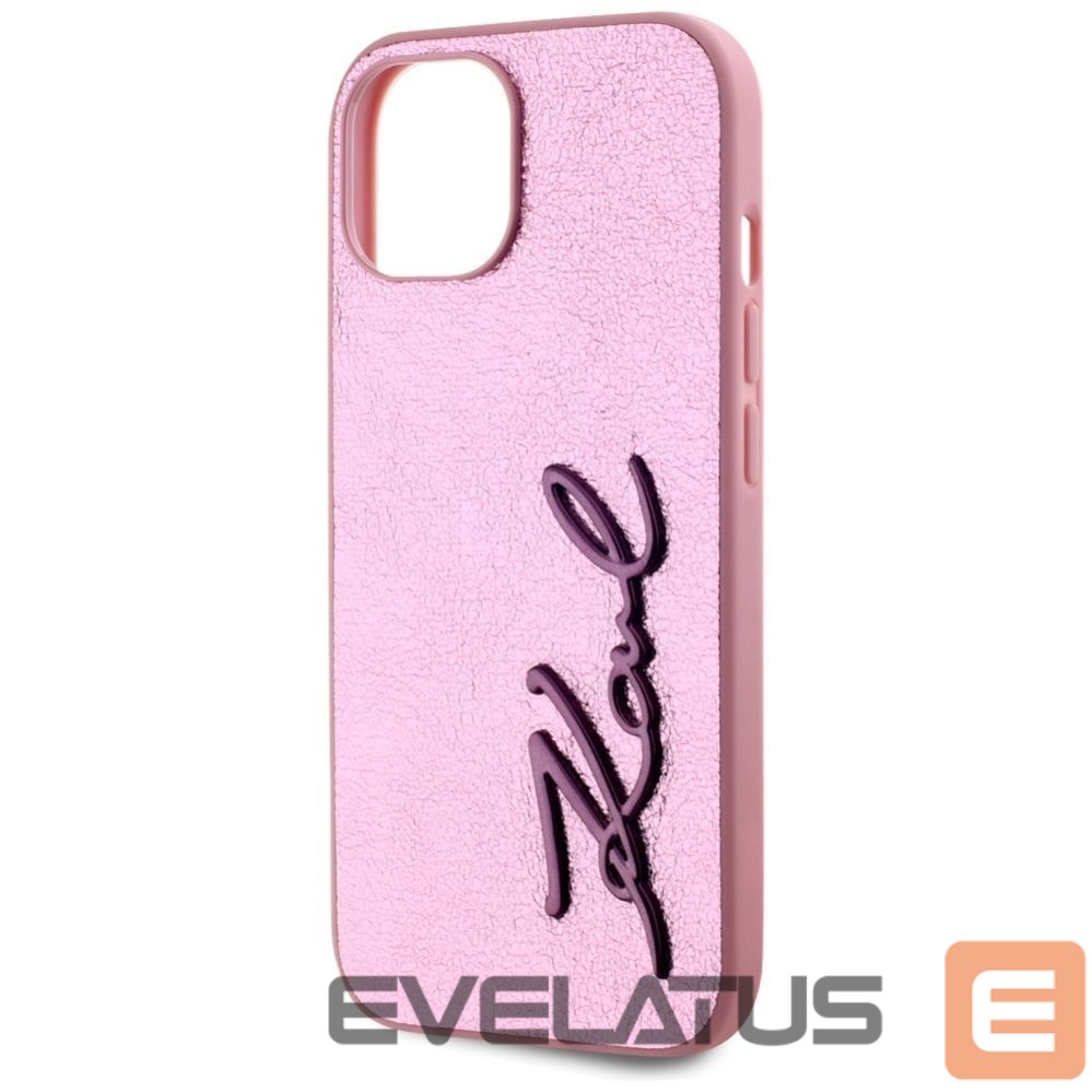 Other goods Karl Lagerfeld Karl Lagerfeld Wrinkled Metal Signature iPhone 15 Case - Pink