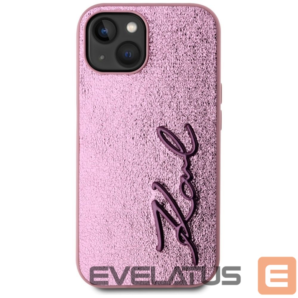 Other goods Karl Lagerfeld Karl Lagerfeld Wrinkled Metal Signature iPhone 15 Case - Pink