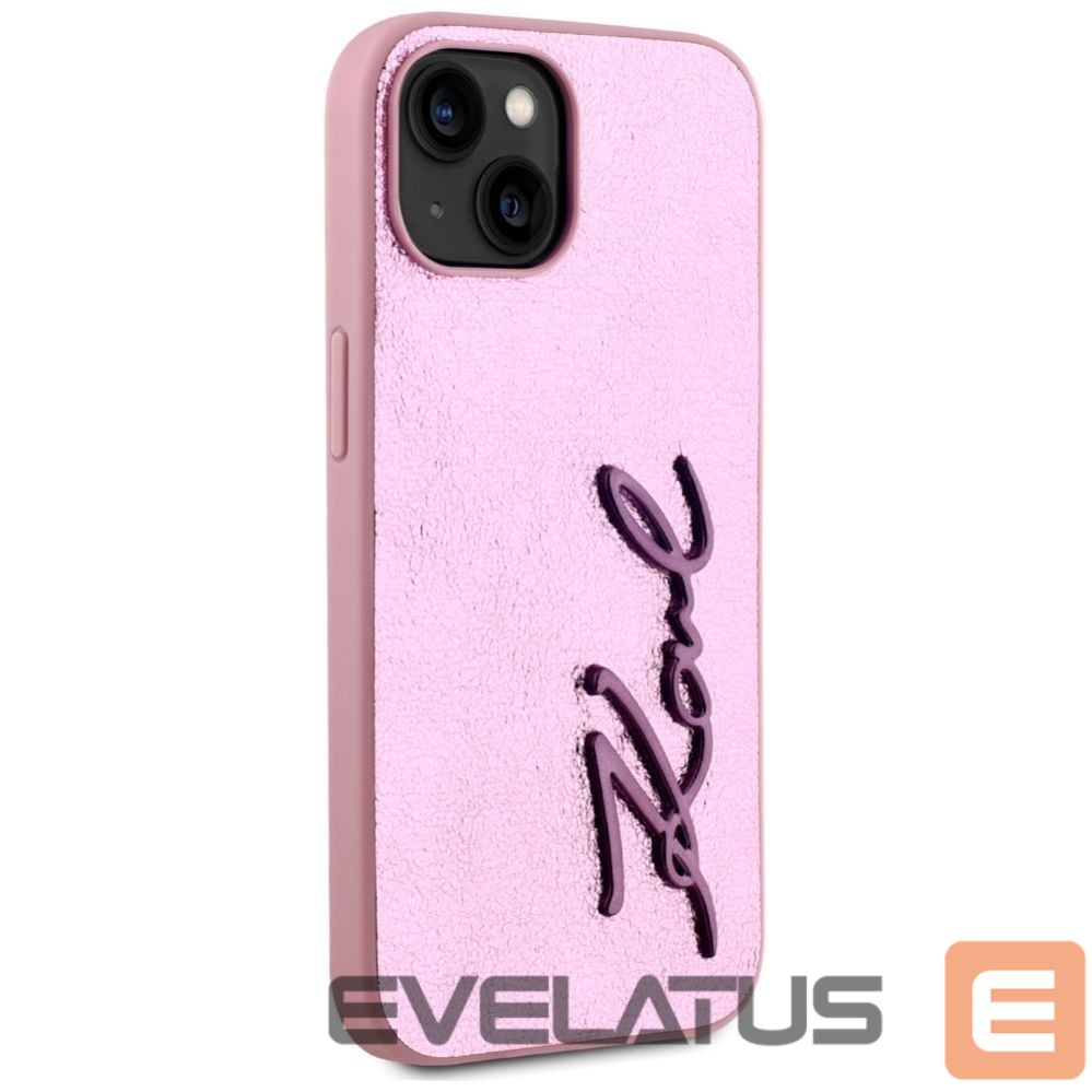 Other goods Karl Lagerfeld Karl Lagerfeld Wrinkled Metal Signature iPhone 15 Case - Pink