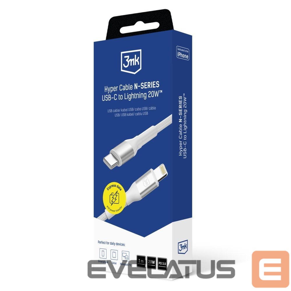Other goods 3MK 3mk Hyper Cable N-SERIES USB-C / Lightning 1m 9V/2A 20W / white