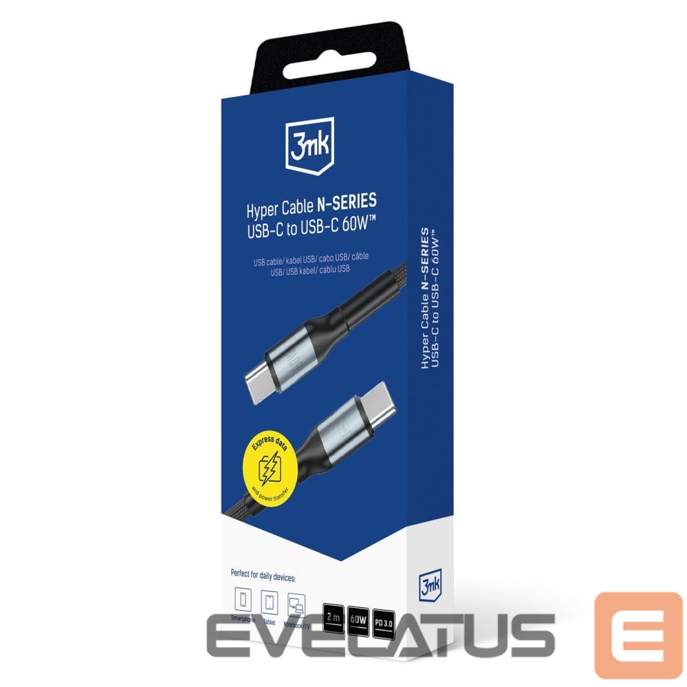 Other goods 3MK 3mk Hyper Cable 3mk Hyper Cable N-SERIES USB-C / USB-C 2m 20V/3A 60W / black