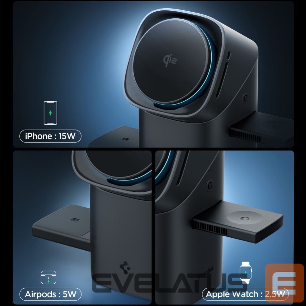 Other goods Spigen Spigen Essential EF223MS 3-in-1 QI2 Wireless Charger - Black