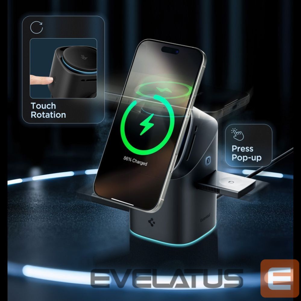 Other goods Spigen Spigen Essential EF223MS 3-in-1 QI2 Wireless Charger - Black
