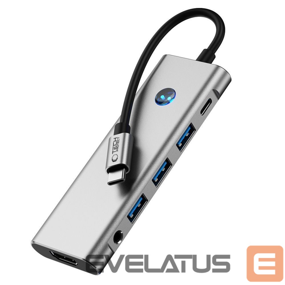 Other goods Tech-Protect Tech-Protect HB04 HUB Adapter 9in1 USB-C + USB2.0 + USB3.0 + HDMI 4K 60Hz + SD / TF + PD100W + AV3.5 - gray