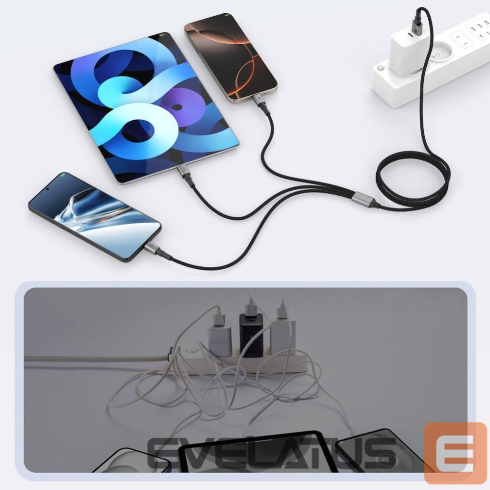 Other goods Tech-Protect Tech-Protect UltraBoost DNA 3in1 USB-C / Micro-USB / Lightning cable 120 cm - gray