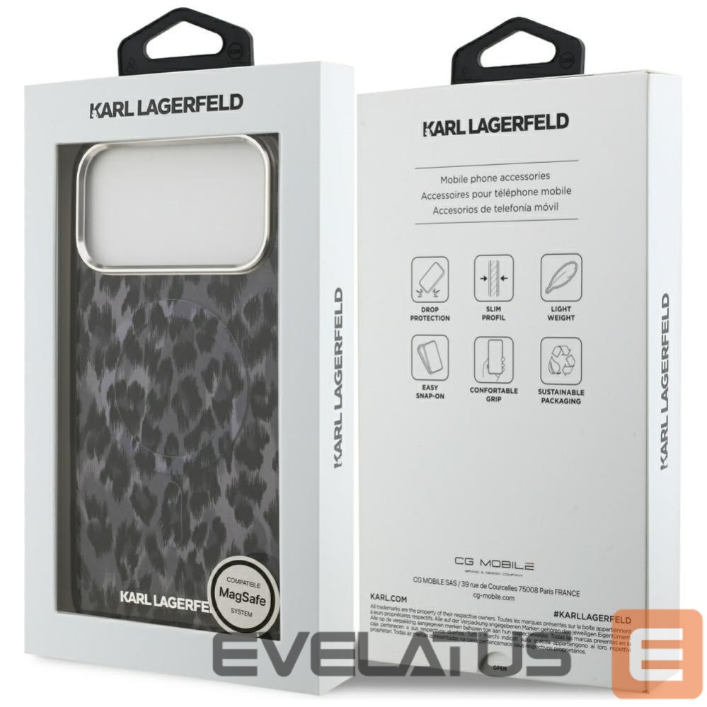 Back panel cover Karl Lagerfeld Karl Lagerfeld IML Leopard Pattern MagSafe Case for iPhone 17 Pro Max - Black