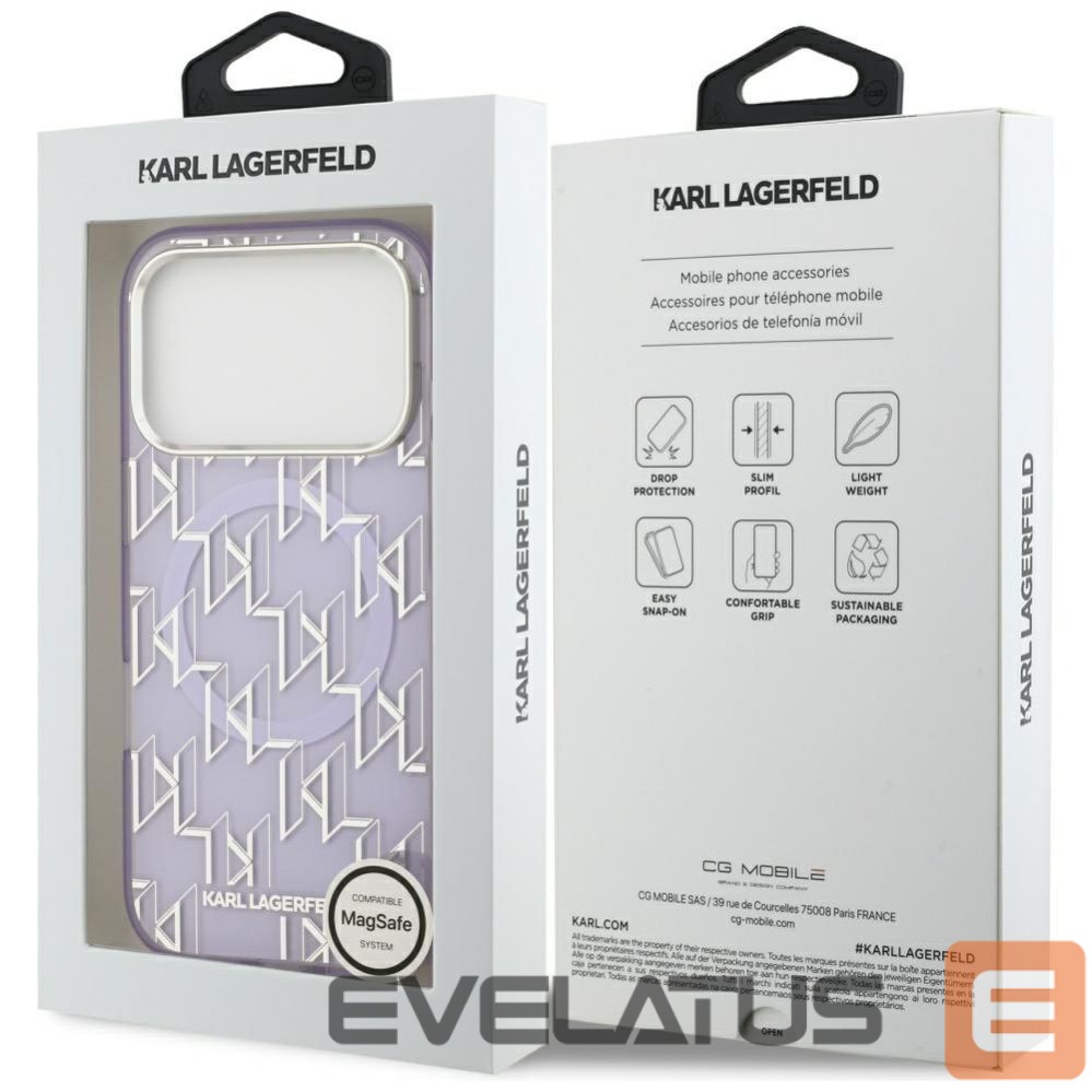 Back panel cover Karl Lagerfeld Karl Lagerfeld IML KL Monogram MagSafe Case for iPhone 17 Pro - Purple