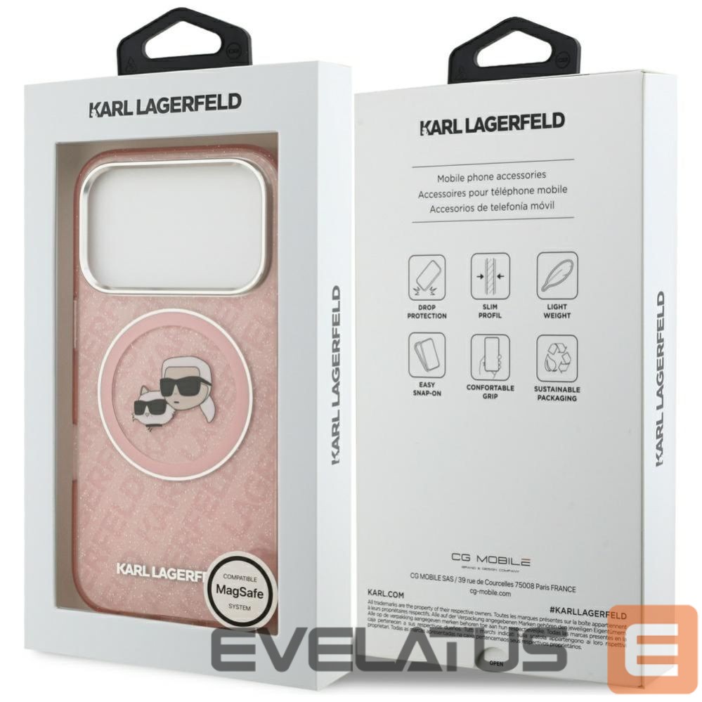 Other goods Karl Lagerfeld Karl Lagerfeld IML Glitter Karl & Choupette Heads Logo MagSafe Case for iPhone 17 Pro - Pink